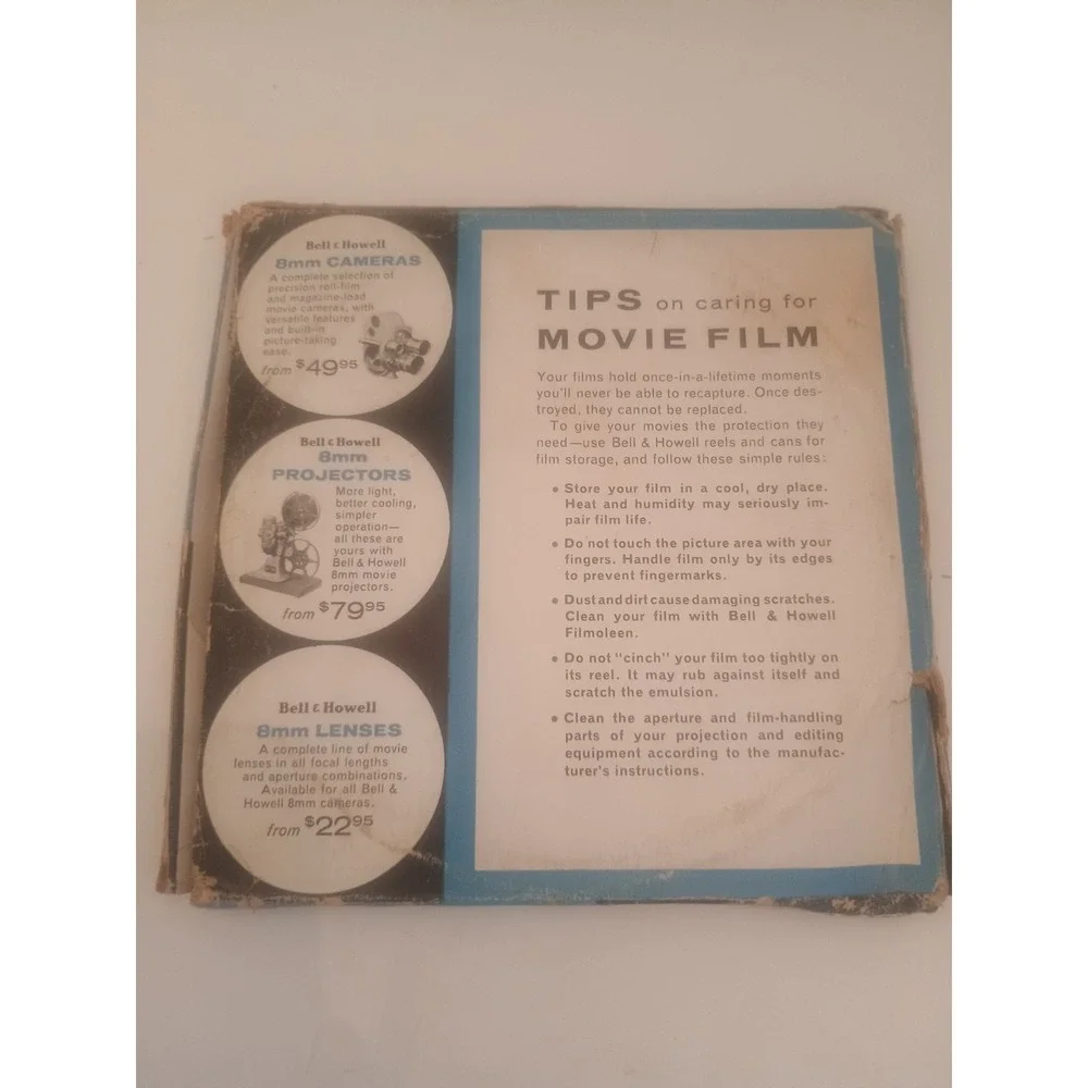 Bell & Howell 8mm Reel Can With film and Box Reel and Original Box 400 feet